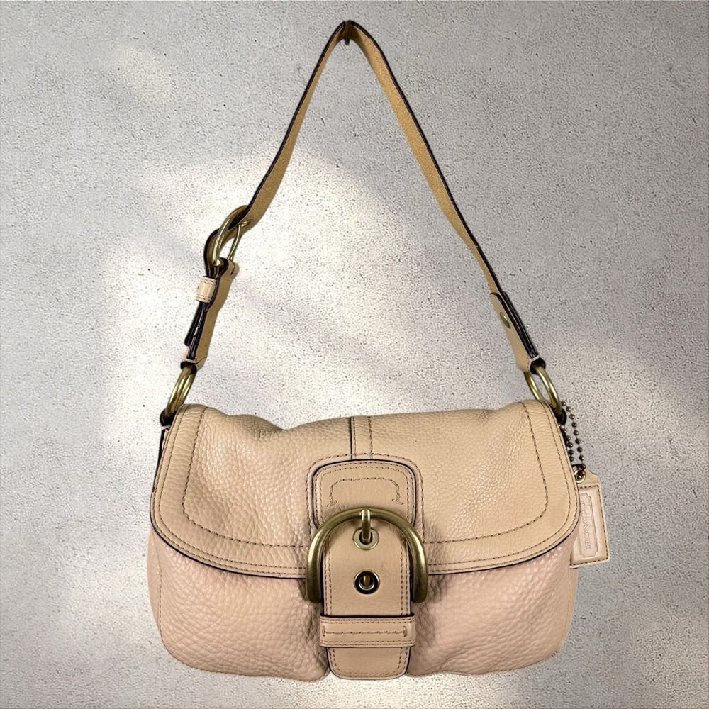 Vtg Y2K Coach Cream Beige Leather Double Pocket Soho … - Gem